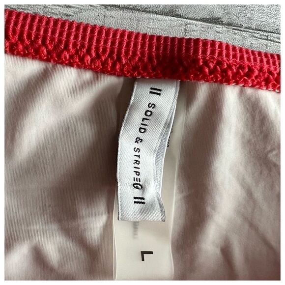 Solid & Striped Elise Coral Long Sleeve Crop Swim Top Sz L - Picture 7 of 7